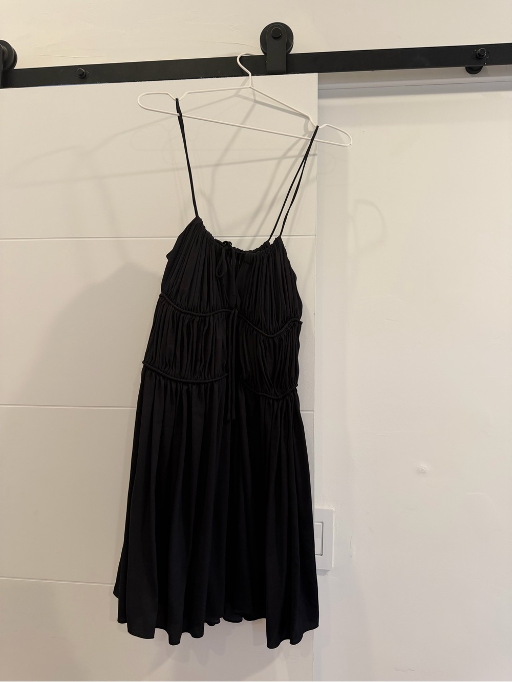 Comptoir des cotonniers - Black Spaghetti Strap tieres short Dress